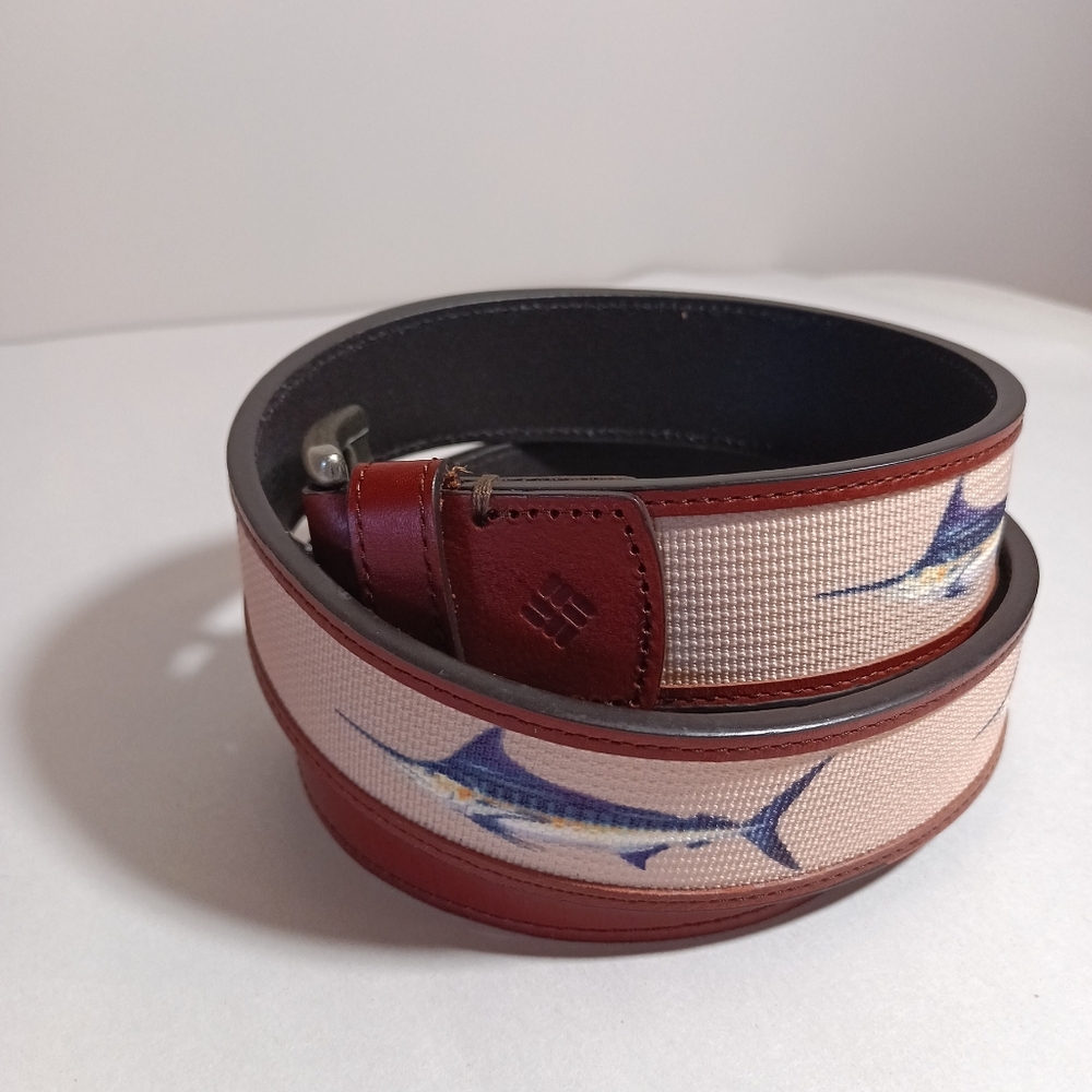Columbia Leather Swordfish Marlin Belt Men's Size 36